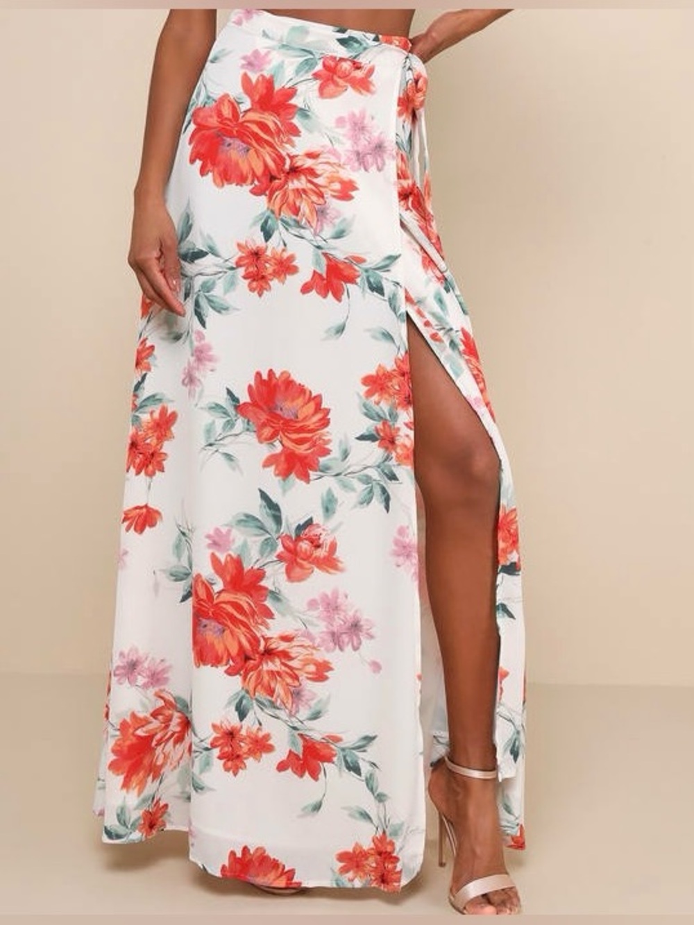 Lulus White Floral Maxi Wrap Skirt NWT | Size M